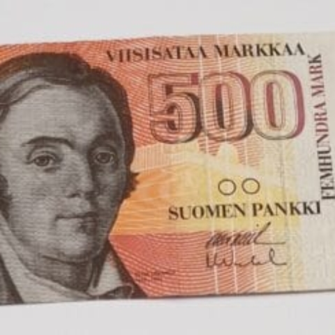 500 mk seteli. Kansanrunouden tutkija: Elias Lönnrot