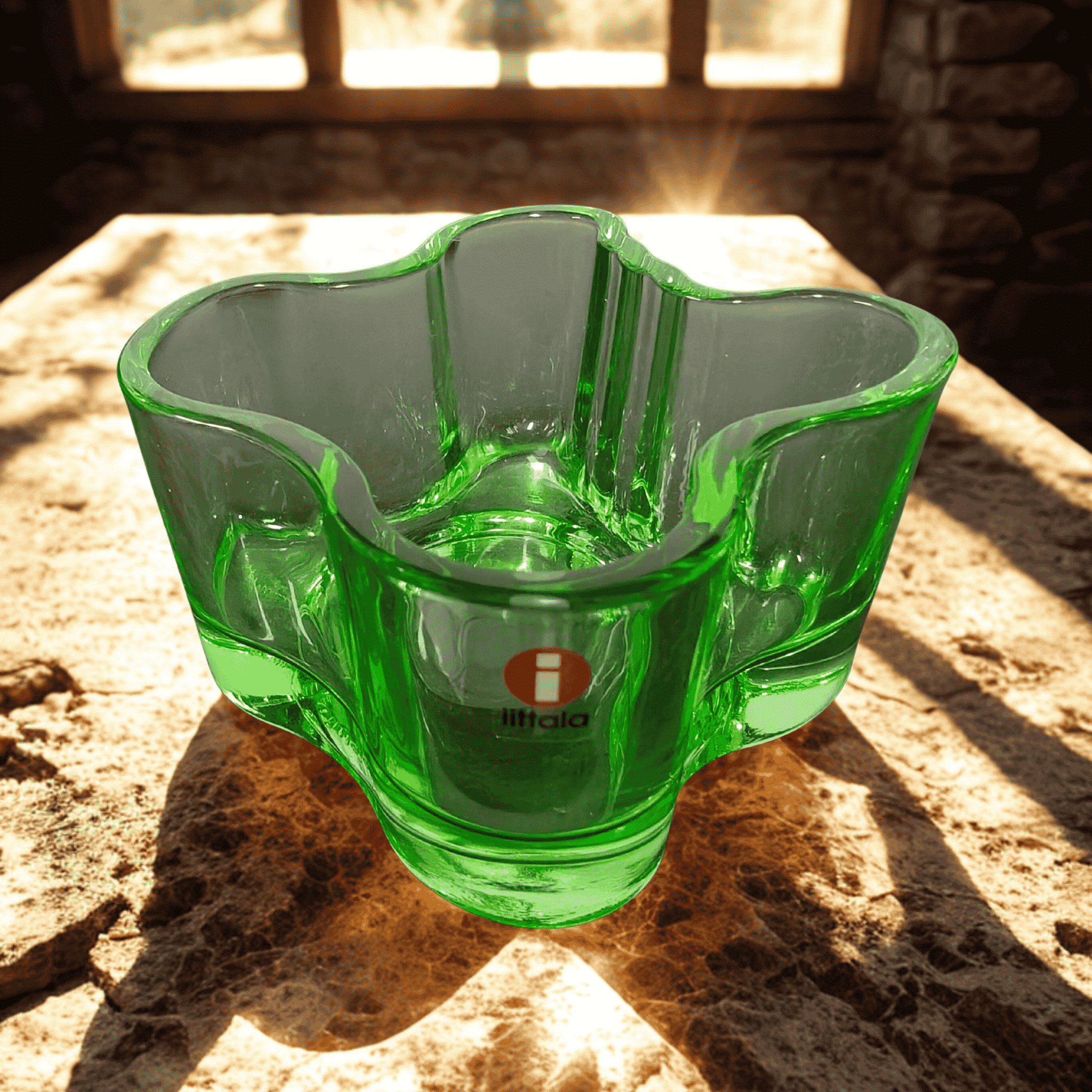 Iittala Alvar Aalto 55 mm omenanvihreä tuikkukippo lasinen tealight-lyhty