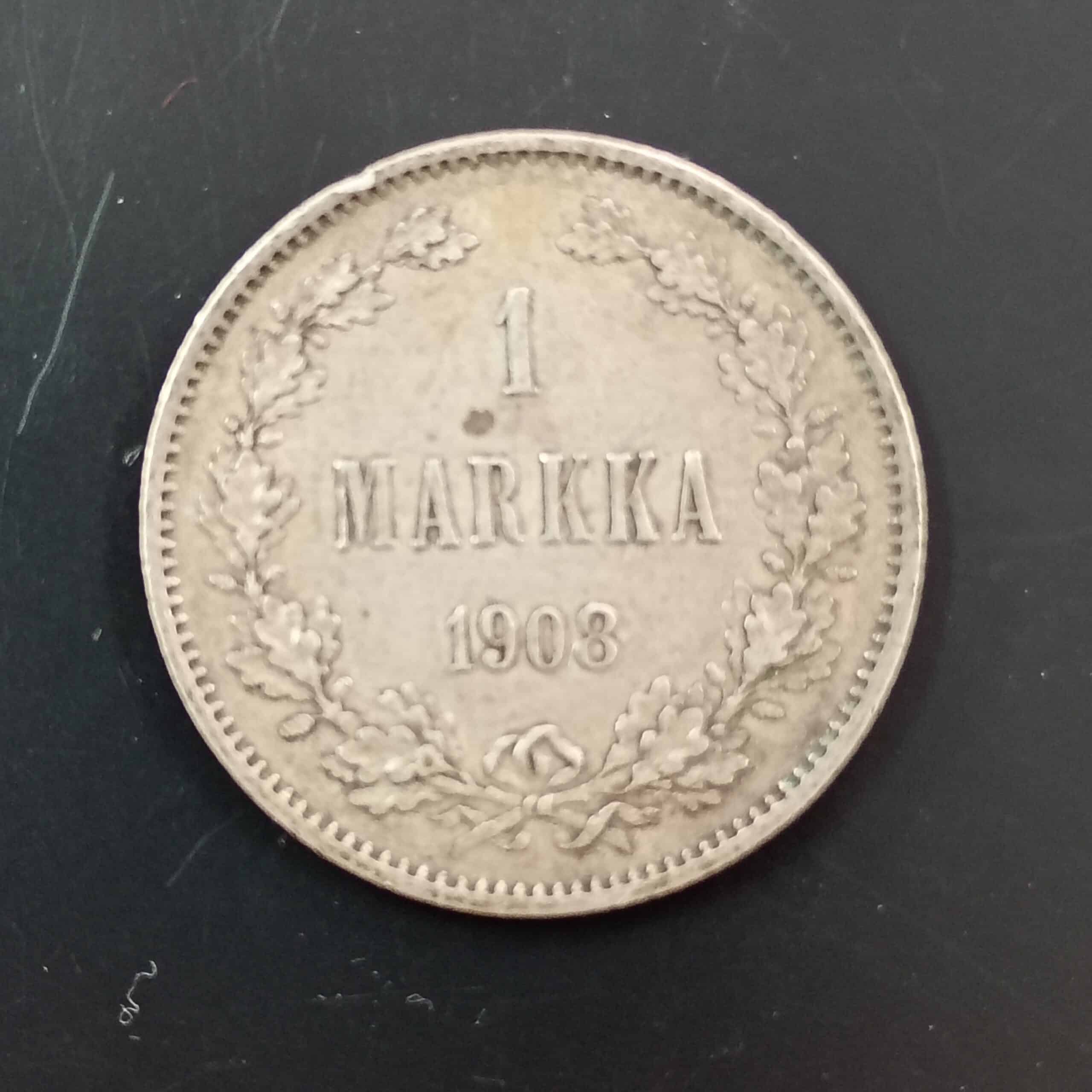 Suomi 1 markka 1908 hopeakolikko - Image 2