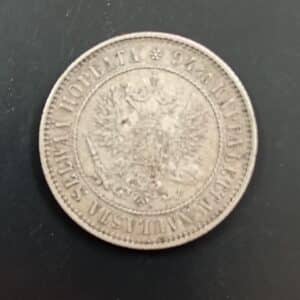 Suomen 1 markan hopeakolikko vuodelta 1908