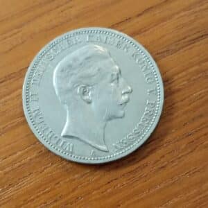 Saksan keisarikunnan 3 markan hopearaha vuodelta 1908, Wilhelm II ja kotkavaakuna