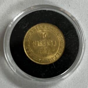 Suomi 10 markkaa 1882 kultakolikko suojakotelossa